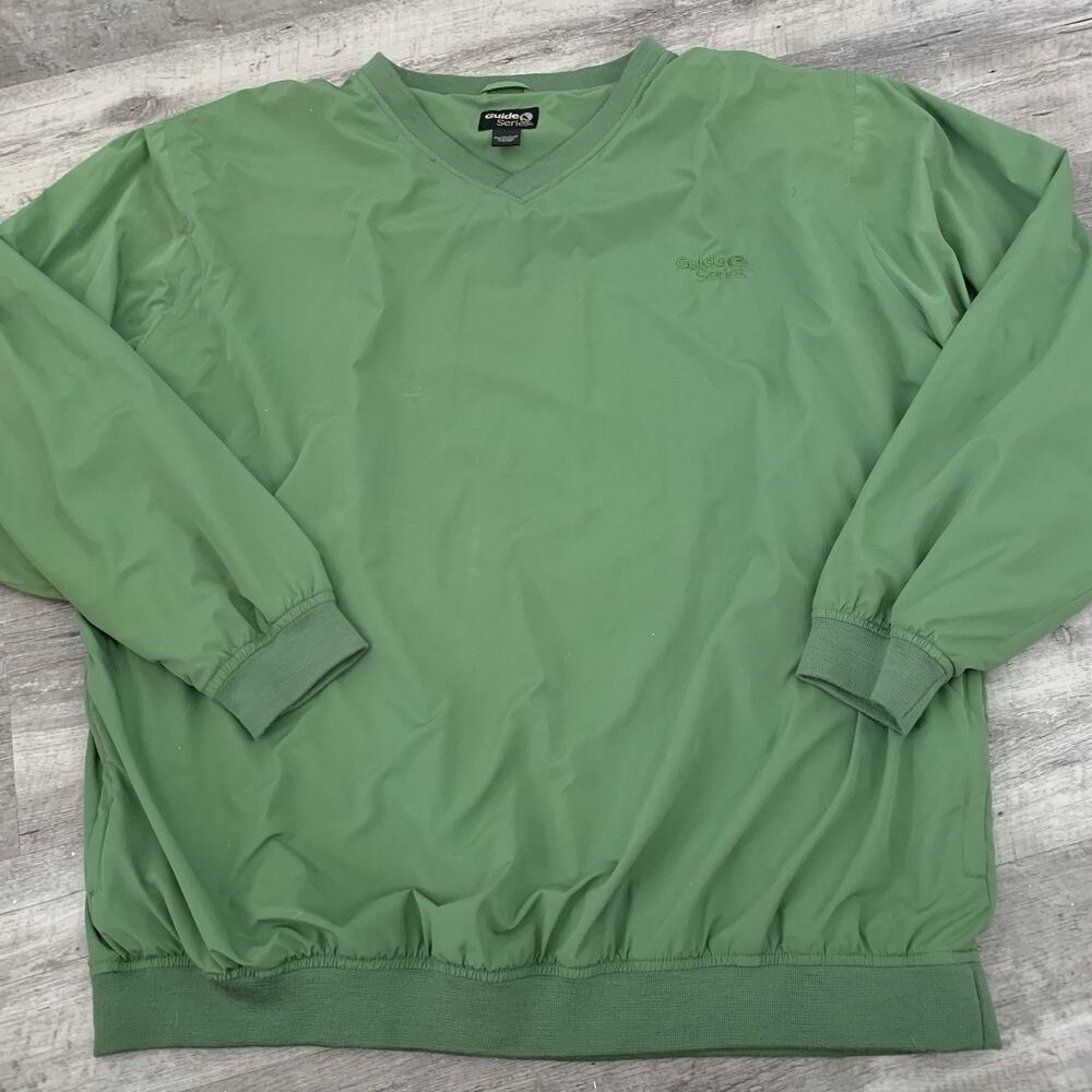 Guide Series V-Neck Pullover Jacket Mens 3XLT Big Tall Green Lined Windbreaker